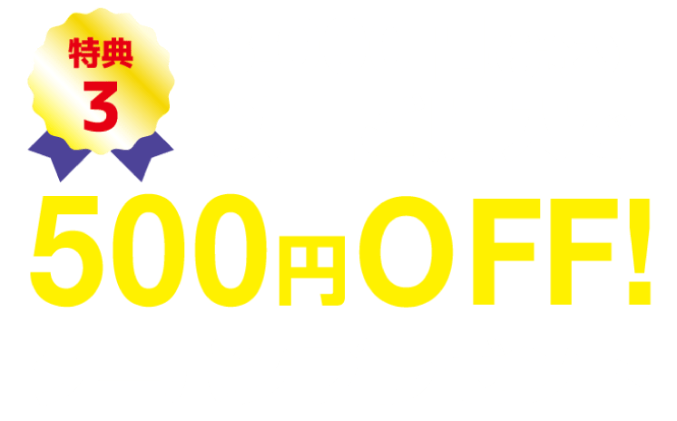 特典3、3000円以上ご購入で500円OFF!クーポンプレゼント
