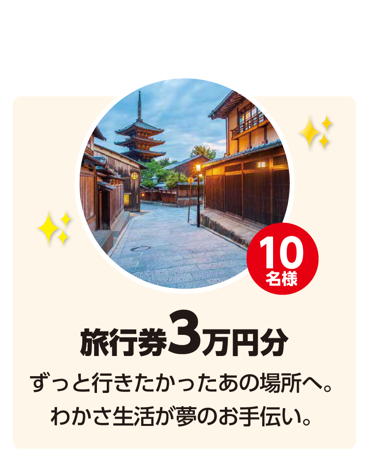 わかさ賞旅行券3万円分