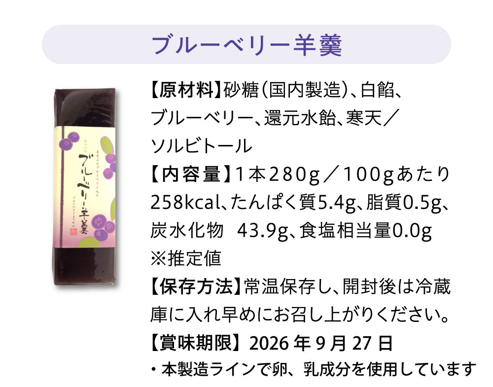ブルーベリー羊羹商品詳細